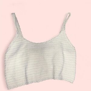 Aerie White Lace-Trimmed Top